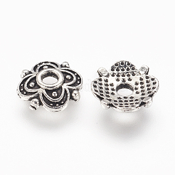 4 -petal de style tibétain casquettes fleur d'alliage de perles&nbsp;X-TIBE-S222-AS-NR