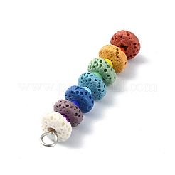 Chakra natürliche Lavagestein gefärbte flache runde Verbindungsanhänger&nbsp;PALLOY-JF02532-01