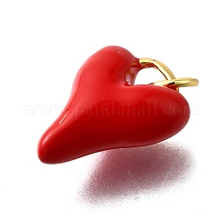 Messing rote Emaille Charms&nbsp;KK-Z102-23G-02
