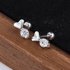 S999 Ohrstecker aus Feinsilber mit Mikropflaster und klarem Zirkonia&nbsp;EJEW-F356-05S