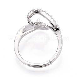 Verstellbare Ringfassungen aus Messing mit Mikropflaster und klarem Zirkonia&nbsp;KK-T076-62P