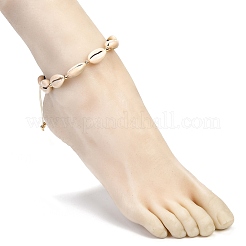 Bracelets de cheville en perles tressées en coquillage cauri naturel pour fille femme&nbsp;AJEW-AN00453-02