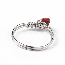 Fingerring aus natürlichen gemischten Edelsteinsplittern&nbsp;RJEW-L082-03P