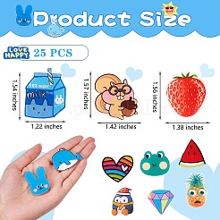 24 Stück 24 Stil Dinosaurier & Delphin & Erdbeere & Milch & Herz Acryl Sicherheitsbroschen&nbsp;JEWB-SZ0001-28