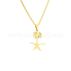 Colliers avec pendentif symbole arabe découpé au laser en acier inoxydable 304 de style ethnique pour femmes et hommes&nbsp;FS-WGD0111-01