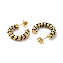 Orecchini a bottone in acciaio inossidabile 304 placcato oro 18k con anello in vetro&nbsp;EJEW-Z026-18G