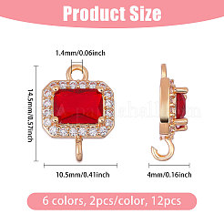 12 Stück 6 Farben Glasverbinder Charms&nbsp;FIND-CA0010-64