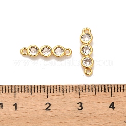 Breloques connecteurs triples rondes plates en laiton pavé de zircones cubiques transparentes&nbsp;KK-H515-02B-G