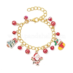 Bracelets à breloques en alliage émaillé de Noël&nbsp;BJEW-JB12076-02