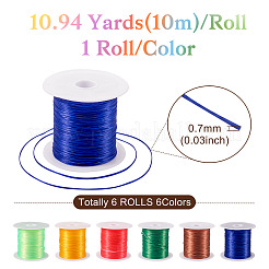 6 rouleau de 6 couleurs de ficelle de cristal élastique plate de 10 m&nbsp;EW-TA0001-04B