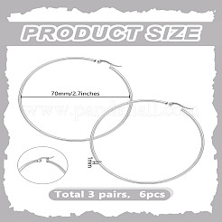 3 paio di orecchini a cerchio in acciaio inossidabile 304&nbsp;EJEW-LP0001-04