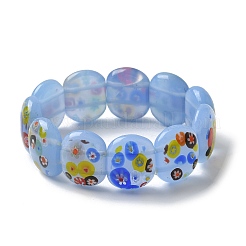 Bracelets extensibles faits à la main en perles de verre millefiori pour hommes et femmes&nbsp;BJEW-G738-01B-05