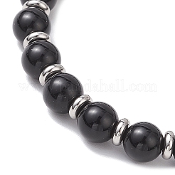 Braccialetti elastici in ossidiana naturale senza occhi&nbsp;BJEW-JB12184-01