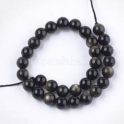 Natürliche goldenen Glanz Obsidian Perlen Stränge&nbsp;G-S333-6mm-025