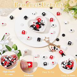70 pièce de perles en silicone en forme d'étoile&nbsp;SIL-PA0001-35