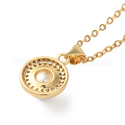 Colliers en laiton avec pendentif avec zircone cubique de micro pave&nbsp;NJEW-H486-16G-1