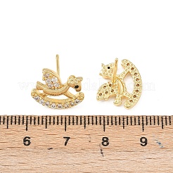 Boucles d'oreilles à tige en laiton micro pavé de zircones cubiques transparentes Hobbyhorse&nbsp;EJEW-F400-06G