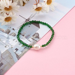 Bracelets extensibles en perles de verre rondes à facettes&nbsp;BJEW-JB05986