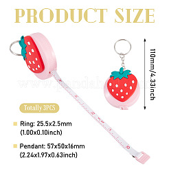 3 mini porte-clés pendentif en plastique avec ruban à mesurer&nbsp;KEYC-TADJ0001-07