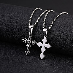 Colliers pendentifs gothiques en acier inoxydable 304 pavés de zirconiums cubiques noirs&nbsp;WGE3449-01