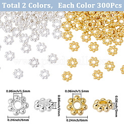 600 Stück 2 Farben tibetischen Stil Legierung Perlen Daisy Abstandsperlen&nbsp;FIND-SP0005-42