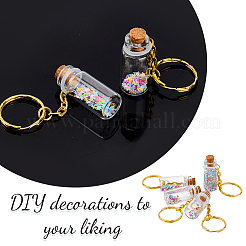 12 mini ciondolo in vetro con decorazione a forma di bottiglia dei desideri con paillettes di plastica&nbsp;KEYC-DR00007