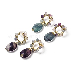 Ciondolano perno naturale pietra mista&nbsp;EJEW-G454-01G