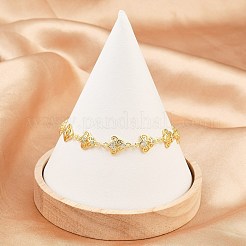 Messing-Gliederkettenarmbänder mit Mikropflaster und klarem Zirkonia für Damen&nbsp;BJEW-A090-09F-G
