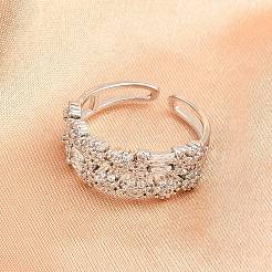 Bagues de manchette en laiton micro pavé de zircone cubique pour femmes&nbsp;RJEW-Z113-50P