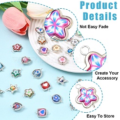 50 Stück 5 Stile handgemachte Polymer Clay & CCB Rahmen Verbinder Verbinder Charms&nbsp;CLAY-YW0002-64