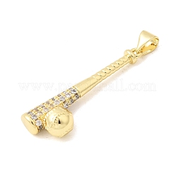 Pendenti con tema sportivo in ottone micro pavé di zirconi cubici trasparenti&nbsp;KK-A296-09B-G