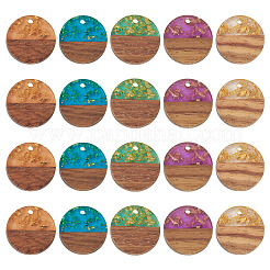 Colgantes de resina y madera de nogal 20pcs 5 colores&nbsp;RESI-TA0004-43