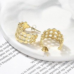 Orecchini a bottone a forma di C in acciaio inossidabile 304 con placcatura ionica (ip) per donna&nbsp;EJEW-A119-15G