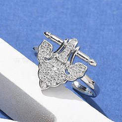 Manschettenfingerringe aus Messing mit Mikropflaster und klarem Zirkonia für Damen&nbsp;RJEW-U033-07P