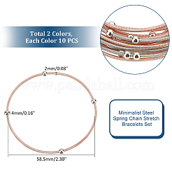 20 Stück 2 Farben Edelstahl Satellitenketten Stretch-Armbänder Set für Frauen&nbsp;BJEW-UN0001-35