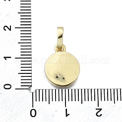 Ciondoli rotondi piatti in ottone con micro pavé di zirconi cubici trasparenti&nbsp;KK-V010-25G