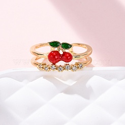 Anillos de puño abiertos ajustables con micropavé de circonita cúbica de latón para mujer&nbsp;RJEW-U057-17C-G
