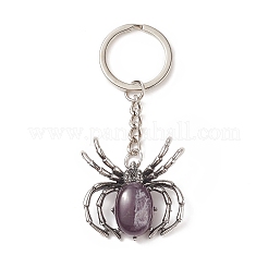 Porte-clés pendentif améthyste naturelle araignée&nbsp;KEYC-C015-01B
