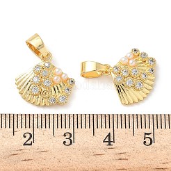 Pendentifs avec zircon cubiques à micro-pavés en laiton&nbsp;KK-D502-21G