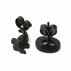 Boucles d'oreilles asymétriques en acier inoxydable 304 avec citrouilles et fantômes d'Halloween&nbsp;EJEW-B019-03EB
