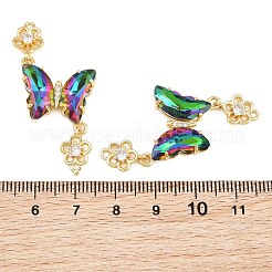 Breloques de connecteur en laiton micro pavé de zircone cubique&nbsp;CU-CBACDF6-01G-13
