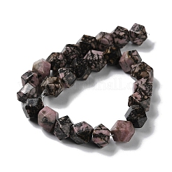 Fili di perline rotonde con taglio a stella di rodonite naturale&nbsp;G-M418-C06-01