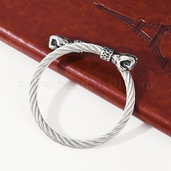 Bracelets en acier inoxydable 304 en forme de corde torsadée pour femmes et hommes&nbsp;BJEW-D304-02AS-01