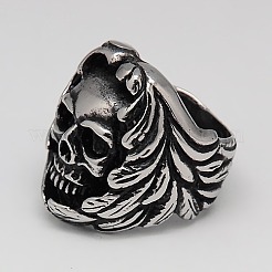 Einzigartigen Retro Halloween Schmuck Totenkopf-Ringe für Männer&nbsp;RJEW-F006-187