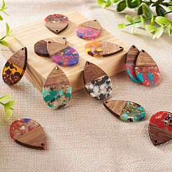 16 pièces 8 styles pendentifs en résine transparente et bois de noyer&nbsp;RESI-BT0001-30
