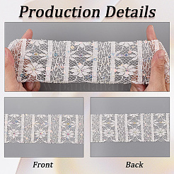 5 Yards Polyester-Blumenspitzenbänder mit Pailletten&nbsp;OCOR-GF0005-24C