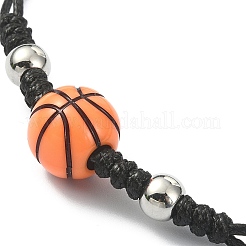 Bracelets de perles tressées en acrylique avec ballon de sport&nbsp;BJEW-TA00331