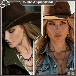 52 ciondolo in lega smaltata placcata oro chiaro con tema cowboy del West&nbsp;ENAM-PH0003-22