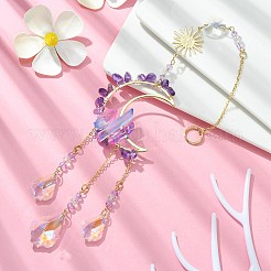 Décoration de pendentifs en améthyste naturelle et en verre&nbsp;HJEW-JM01479-03