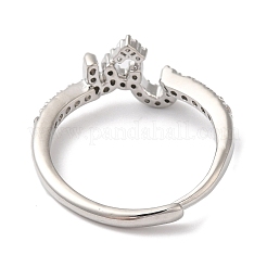 Verstellbare Ringe aus Messing mit Zirkonia und arabischen Buchstaben für Damen&nbsp;RJEW-S407-10P-12
